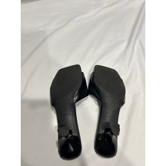 Pre Owned Rouge Design Women’s Black Square Open Toe Slip On Heels Size 10 - Picture 5 of 5